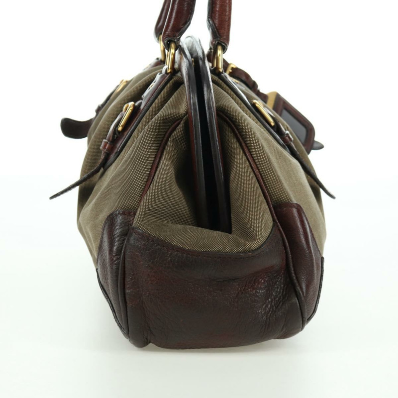 【日本直送】PRADA 手提包 帆布 皮革 金色 米色 正品 ARZ585V-3