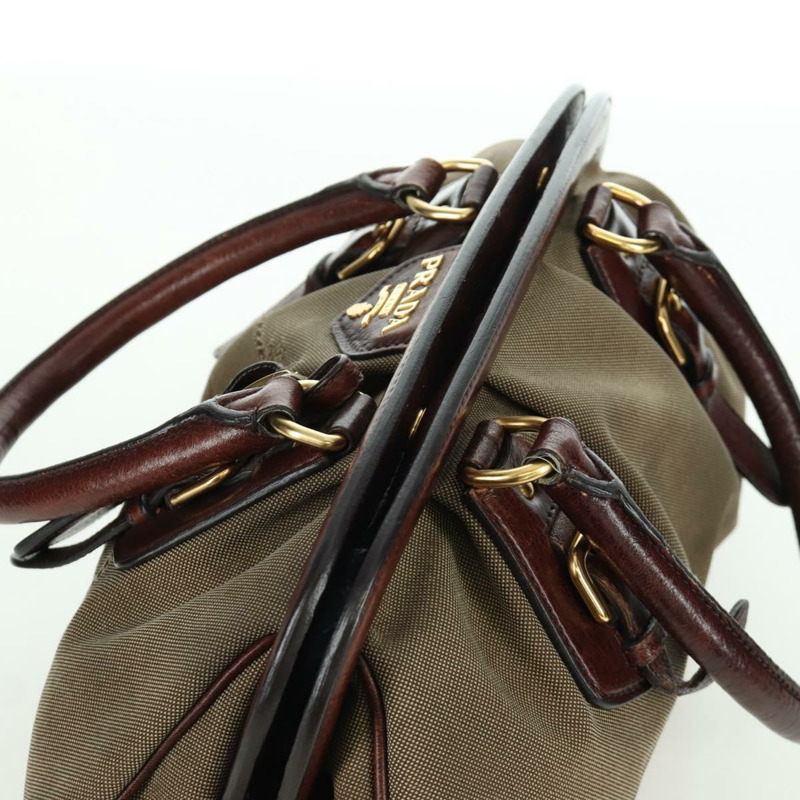 【日本直送】PRADA 手提包 帆布 皮革 金色 米色 正品 ARZ585V-5