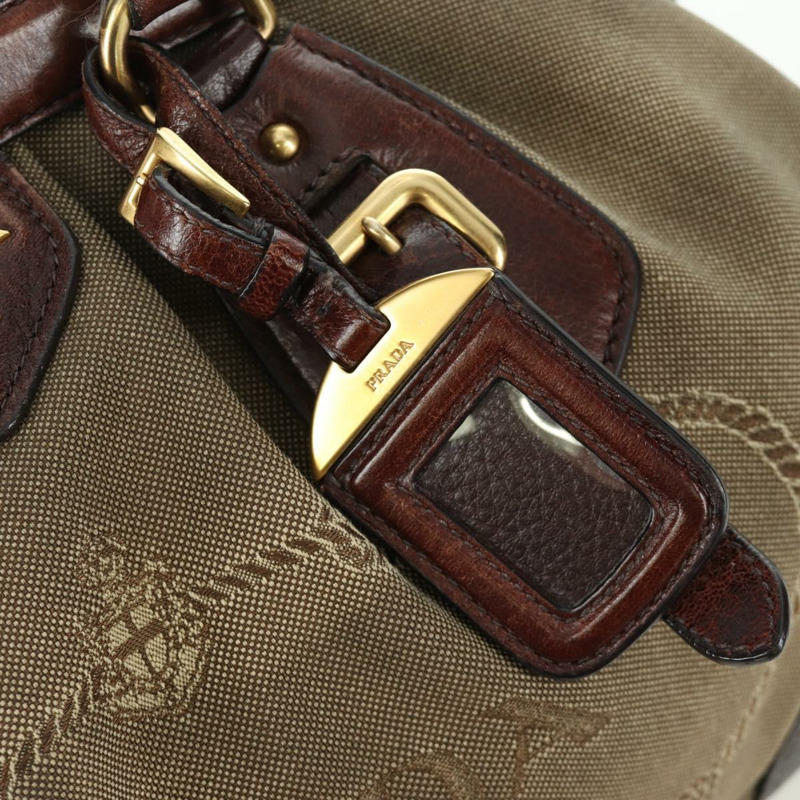 【日本直送】PRADA 手提包 帆布 皮革 金色 米色 正品 ARZ585V-17