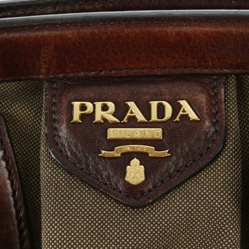 【日本直送】PRADA 手提包 帆布 皮革 金色 米色 正品 ARZ585V-18