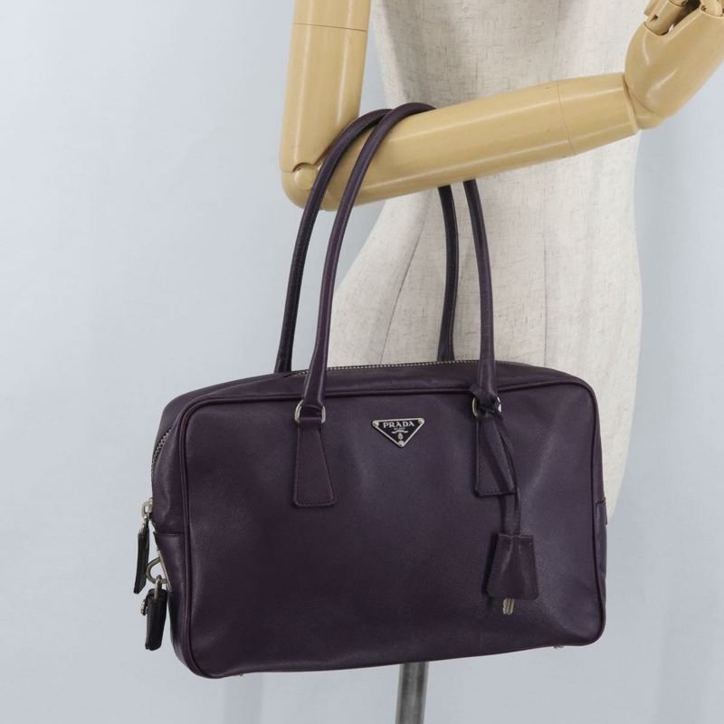 【日本直送】PRADA 手提包 Safiano 皮革 紫色 銀色 Auth am11054A-25