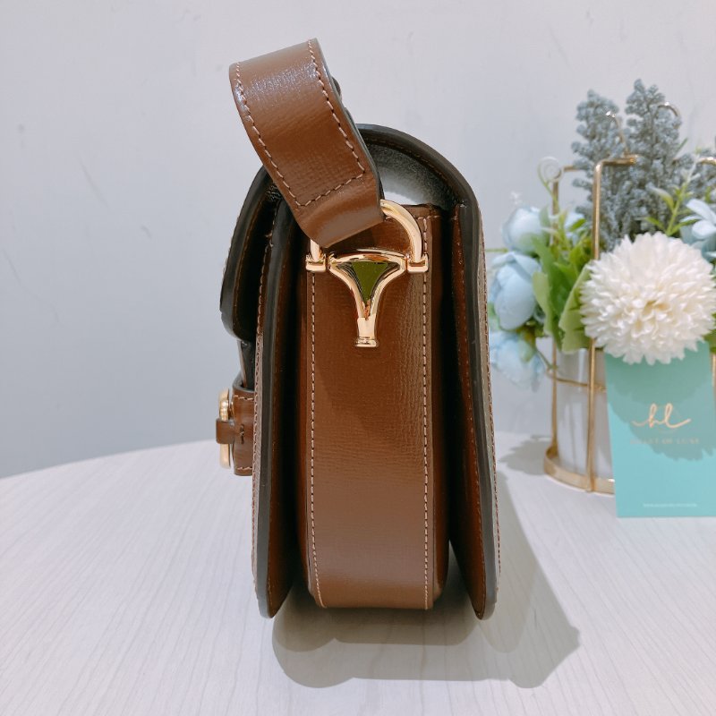 TK1987	古馳 迷你馬鞍包  斜背包 單肩  Horsebit 1955 Small Shoulder Bag Canvas Brown-1