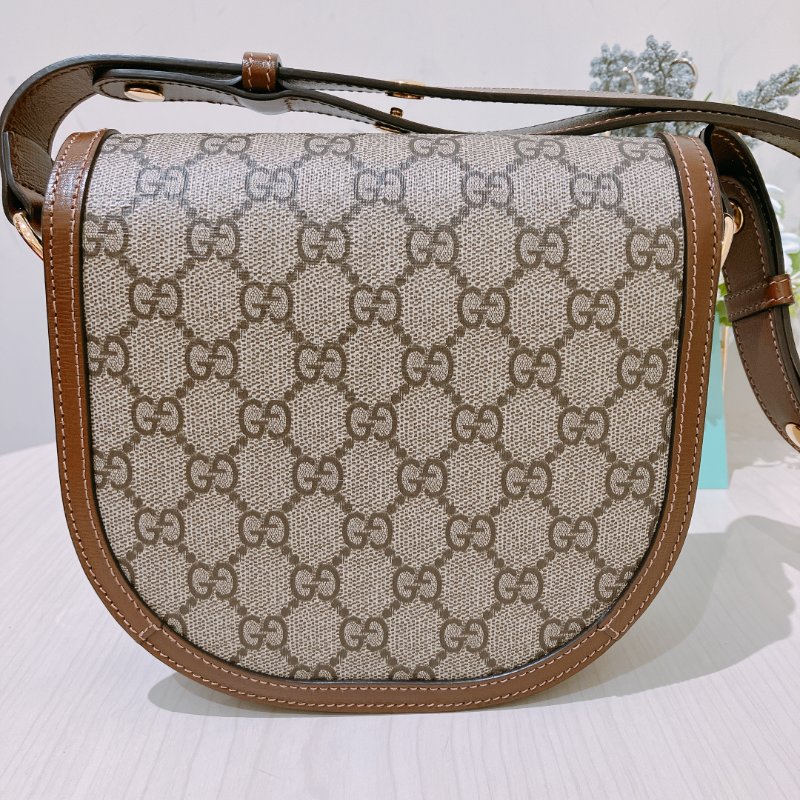 TK1987	古馳 迷你馬鞍包  斜背包 單肩  Horsebit 1955 Small Shoulder Bag Canvas Brown-2