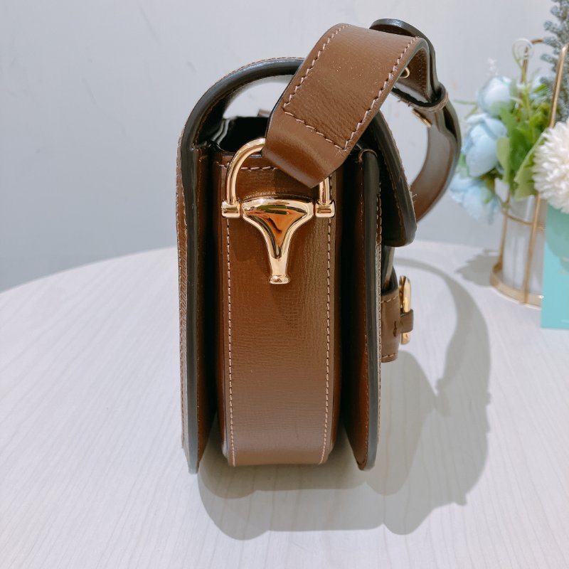 TK1987	古馳 迷你馬鞍包  斜背包 單肩  Horsebit 1955 Small Shoulder Bag Canvas Brown-3