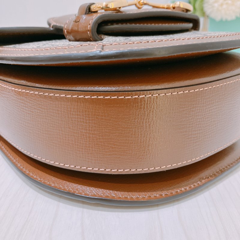 TK1987	古馳 迷你馬鞍包  斜背包 單肩  Horsebit 1955 Small Shoulder Bag Canvas Brown-4