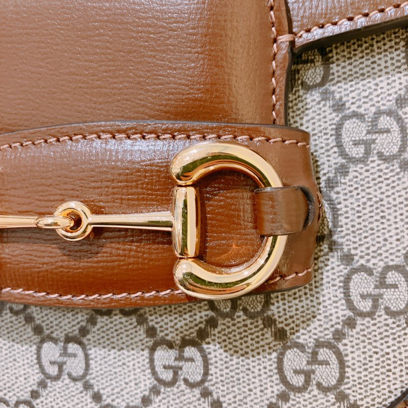 TK1987	古馳 迷你馬鞍包  斜背包 單肩  Horsebit 1955 Small Shoulder Bag Canvas Brown-7