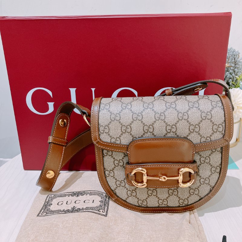 TK1987	古馳 迷你馬鞍包  斜背包 單肩  Horsebit 1955 Small Shoulder Bag Canvas Brown-9