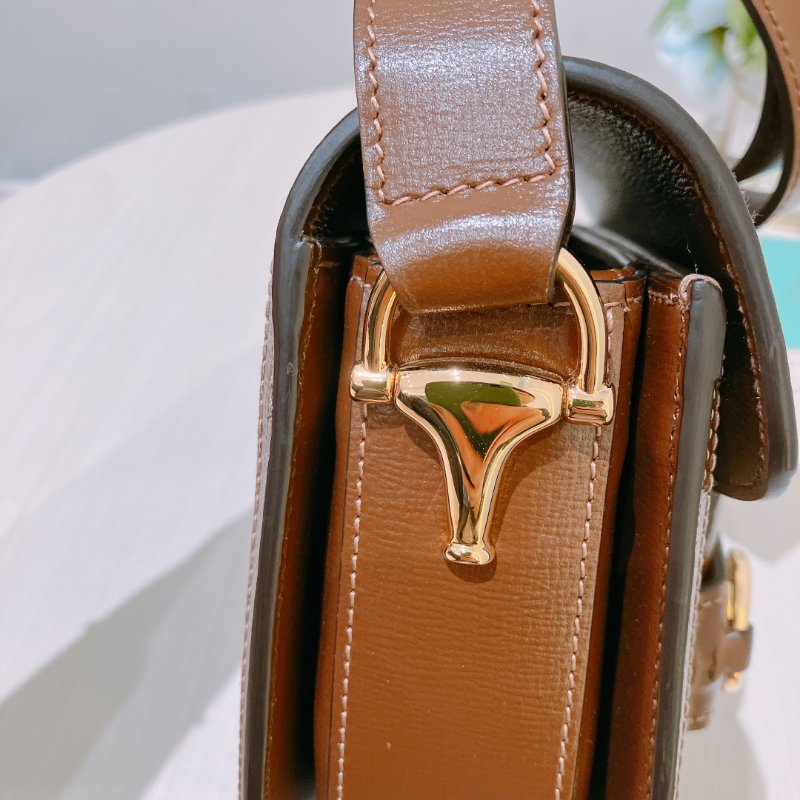 TK1987	古馳 迷你馬鞍包  斜背包 單肩  Horsebit 1955 Small Shoulder Bag Canvas Brown-10