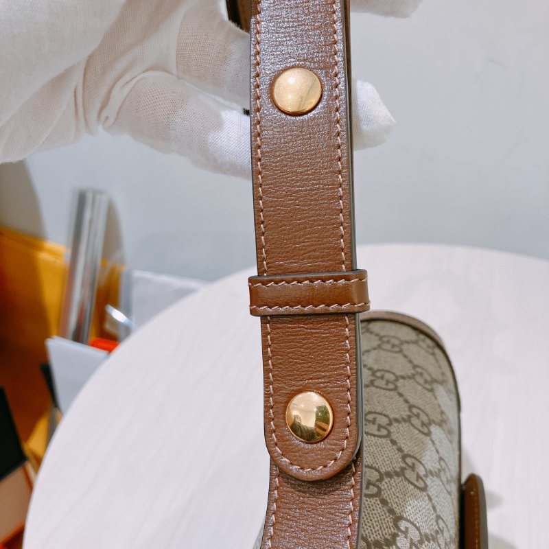 TK1987	古馳 迷你馬鞍包  斜背包 單肩  Horsebit 1955 Small Shoulder Bag Canvas Brown-11