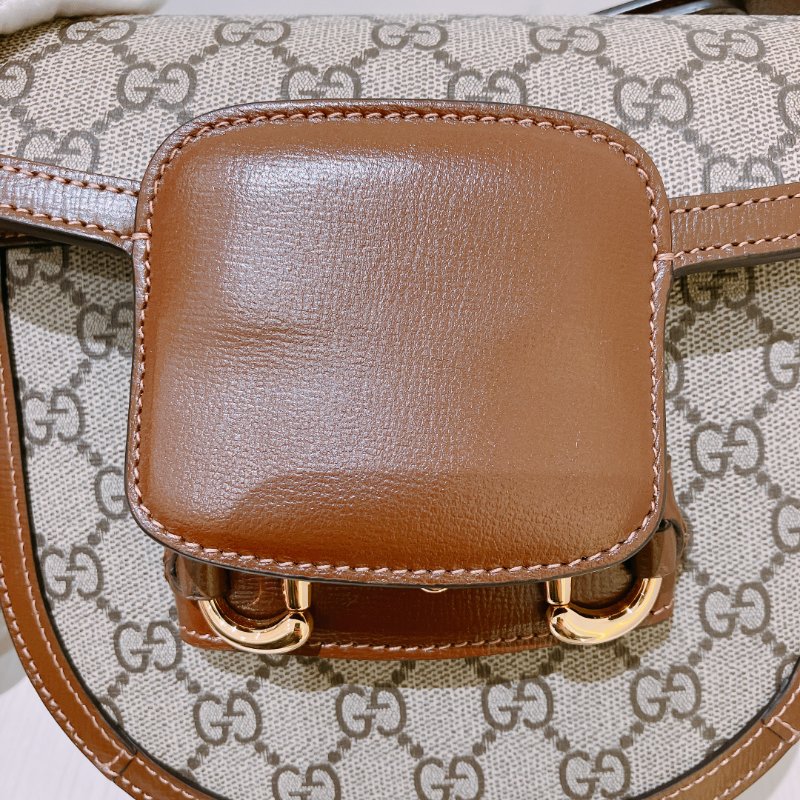 TK1987	古馳 迷你馬鞍包  斜背包 單肩  Horsebit 1955 Small Shoulder Bag Canvas Brown-15