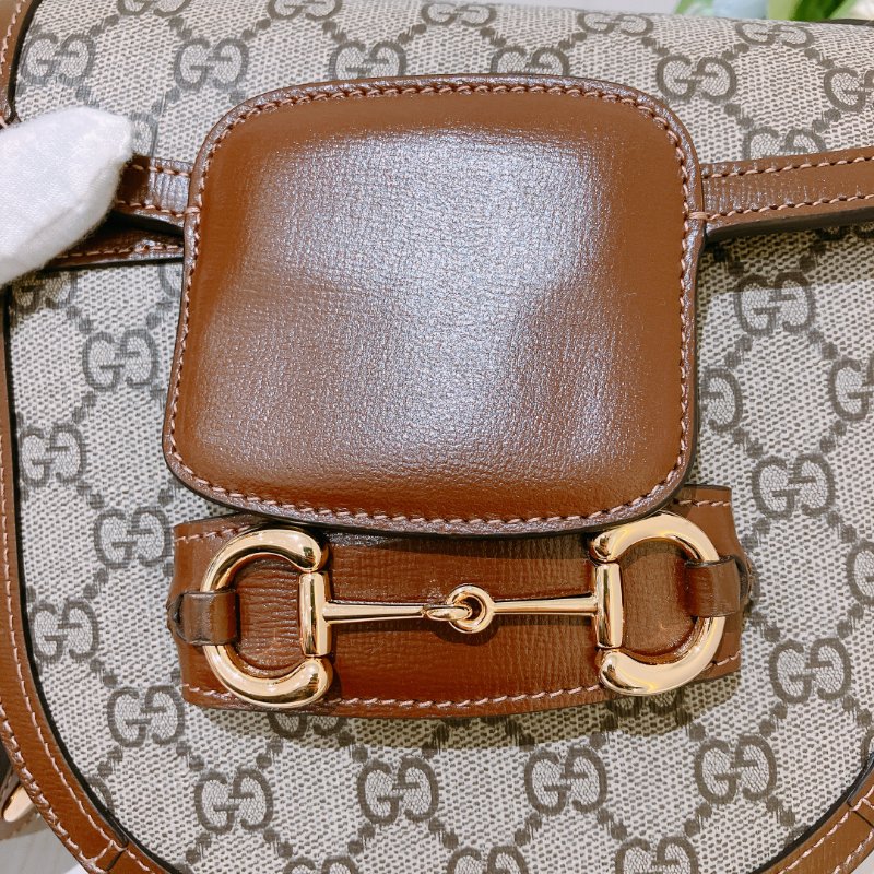 TK1987	古馳 迷你馬鞍包  斜背包 單肩  Horsebit 1955 Small Shoulder Bag Canvas Brown-16