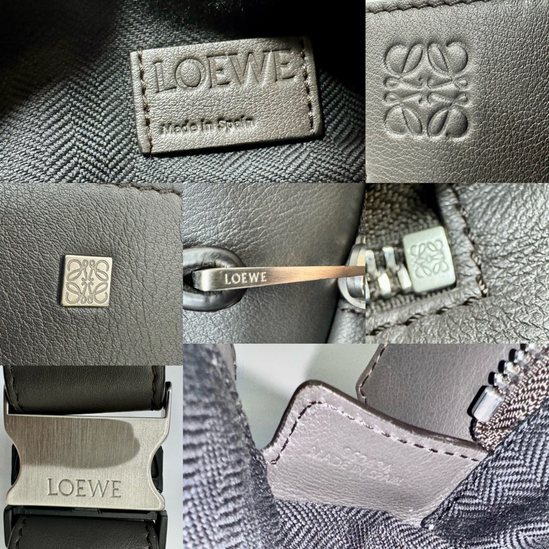 LOEWE 小款拼圖腰包 灰棕色經典小牛皮／可斜背胸包 PUZZLE CROSSBODY WAIST BUMBAG 062434-4