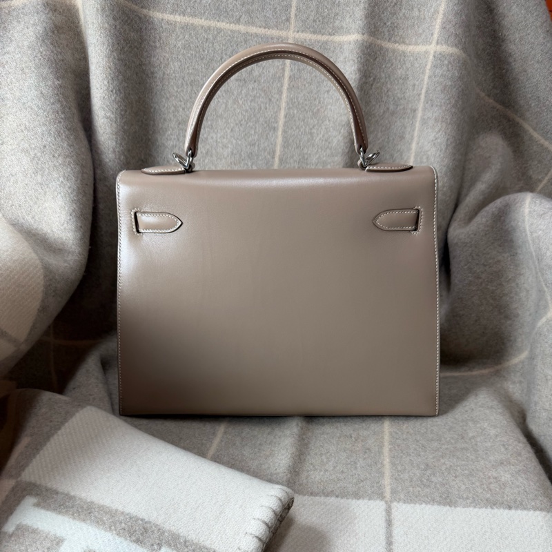 Hermes 愛馬仕Kelly32 灰色 菱紋銀釦 Kelly 32-1