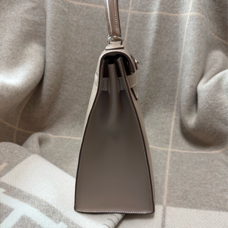 Hermes 愛馬仕Kelly32 灰色 菱紋銀釦 Kelly 32-2