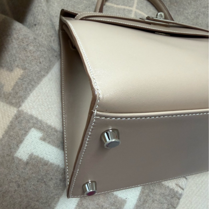 Hermes 愛馬仕Kelly32 灰色 菱紋銀釦 Kelly 32-6