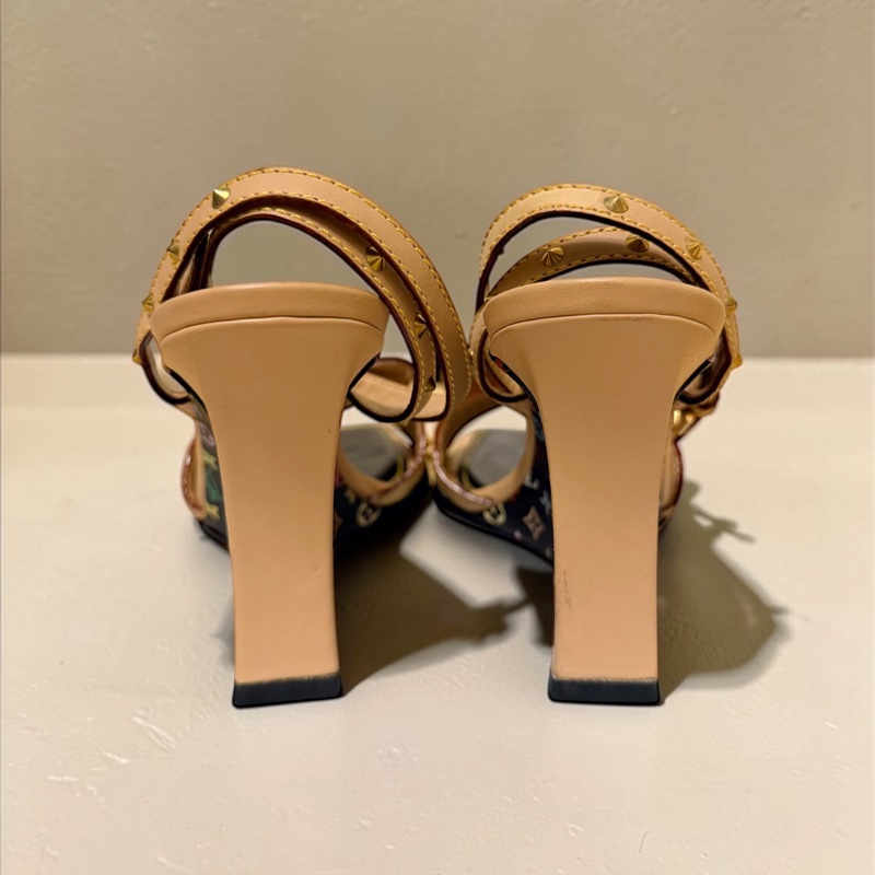 🍒 Louis Vuitton LV Multicolore 村上隆經典黑彩33系列蝴蝶結楔型涼鞋 size:39/2F260324-1-9