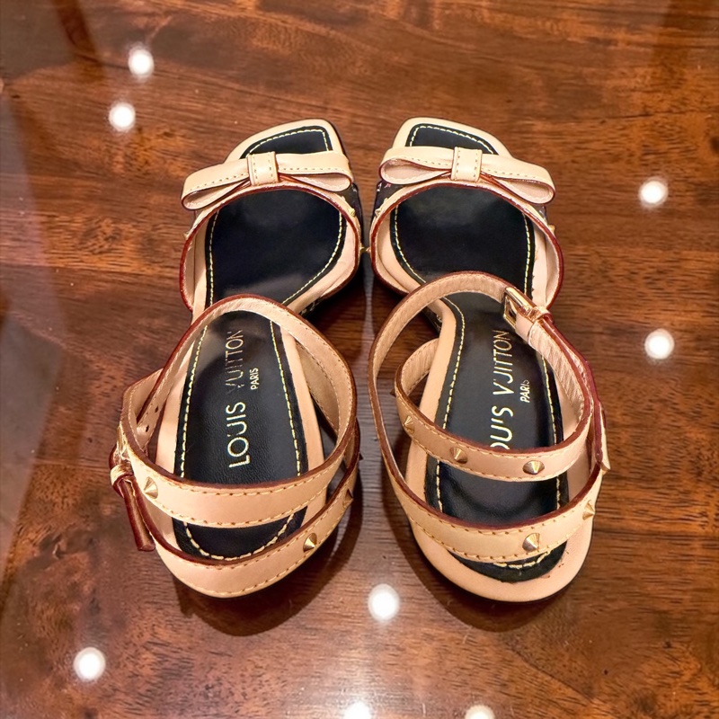 🍒 Louis Vuitton LV Multicolore 村上隆經典黑彩33系列蝴蝶結楔型涼鞋 size:39/2F260324-1-10