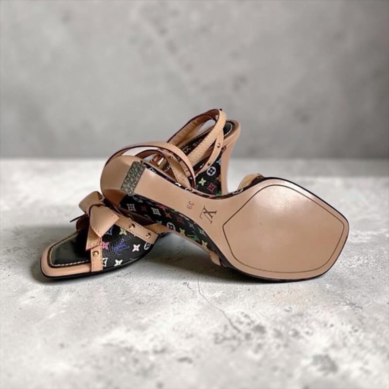🍒 Louis Vuitton LV Multicolore 村上隆經典黑彩33系列蝴蝶結楔型涼鞋 size:39/2F260324-1-12