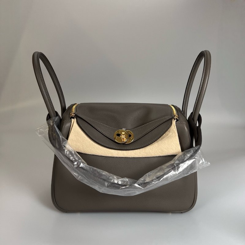 HERMES U刻 錫器灰LINDY26 肩背包-0