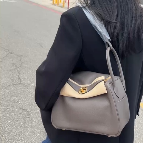 HERMES U刻 錫器灰LINDY26 肩背包