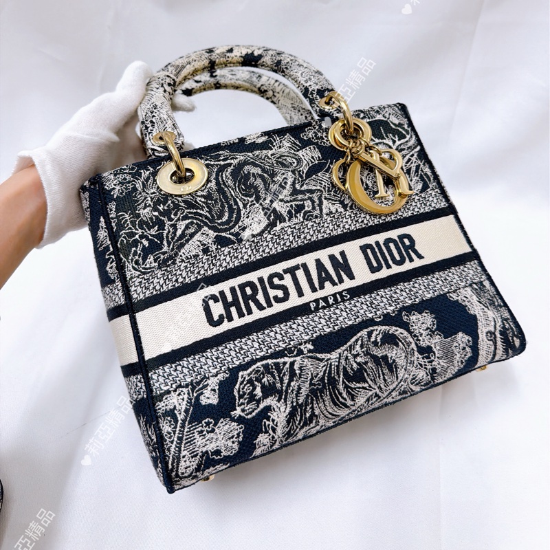 莉亞精品♡ Dior 動物刺繡黛妃包 二手美包-2