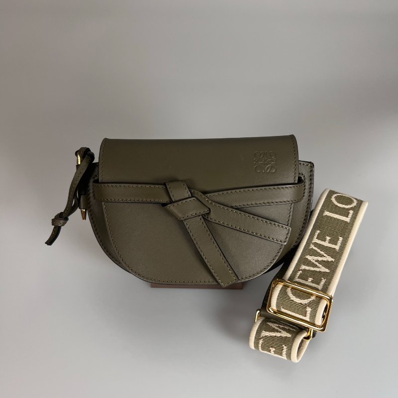 LOEWE 墨綠GATE MINI 帆布背帶包-0