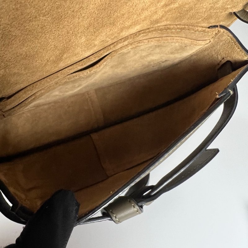 LOEWE 墨綠GATE MINI 帆布背帶包-7