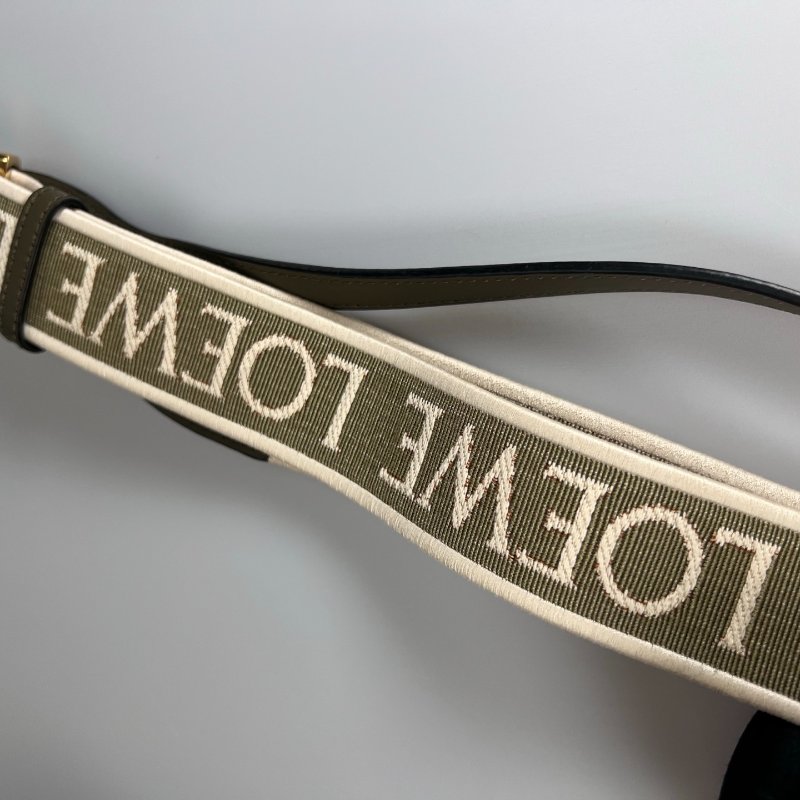 LOEWE 墨綠GATE MINI 帆布背帶包-8