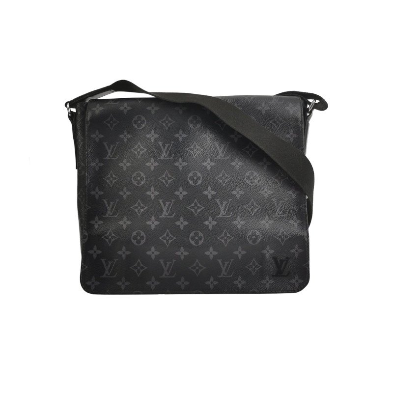 Louis Vuitton (LV)District牛皮Monogram印花翻 蓋郵差包斜背包單肩包-0