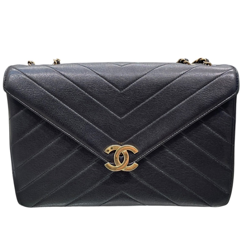 CHANEL 香奈兒 Paris-Seoul Coco Envelope 山型紋信封包  皮革 黑色 金釦-1