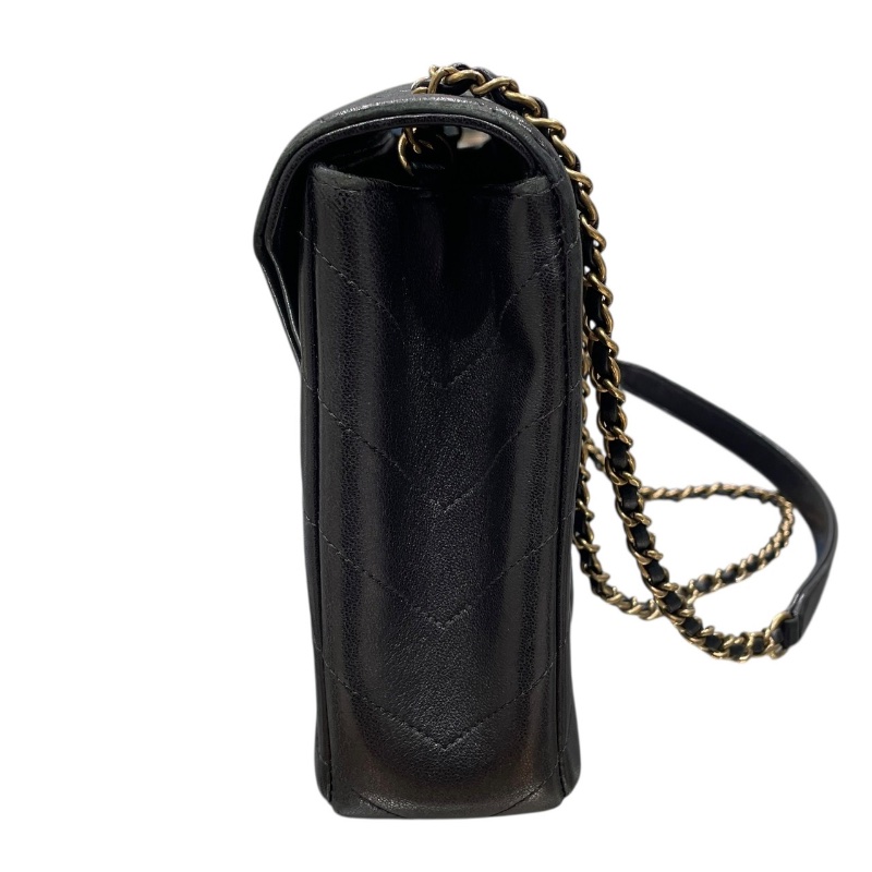 CHANEL 香奈兒 Paris-Seoul Coco Envelope 山型紋信封包  皮革 黑色 金釦-4