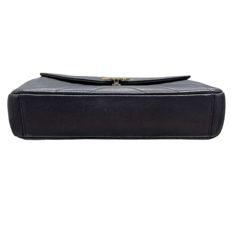 CHANEL 香奈兒 Paris-Seoul Coco Envelope 山型紋信封包  皮革 黑色 金釦-5