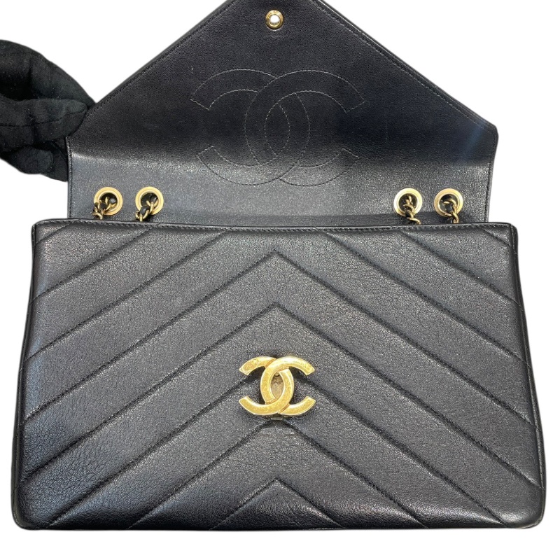 CHANEL 香奈兒 Paris-Seoul Coco Envelope 山型紋信封包  皮革 黑色 金釦-11
