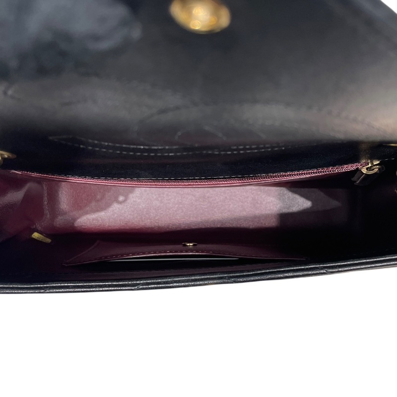 CHANEL 香奈兒 Paris-Seoul Coco Envelope 山型紋信封包  皮革 黑色 金釦-12