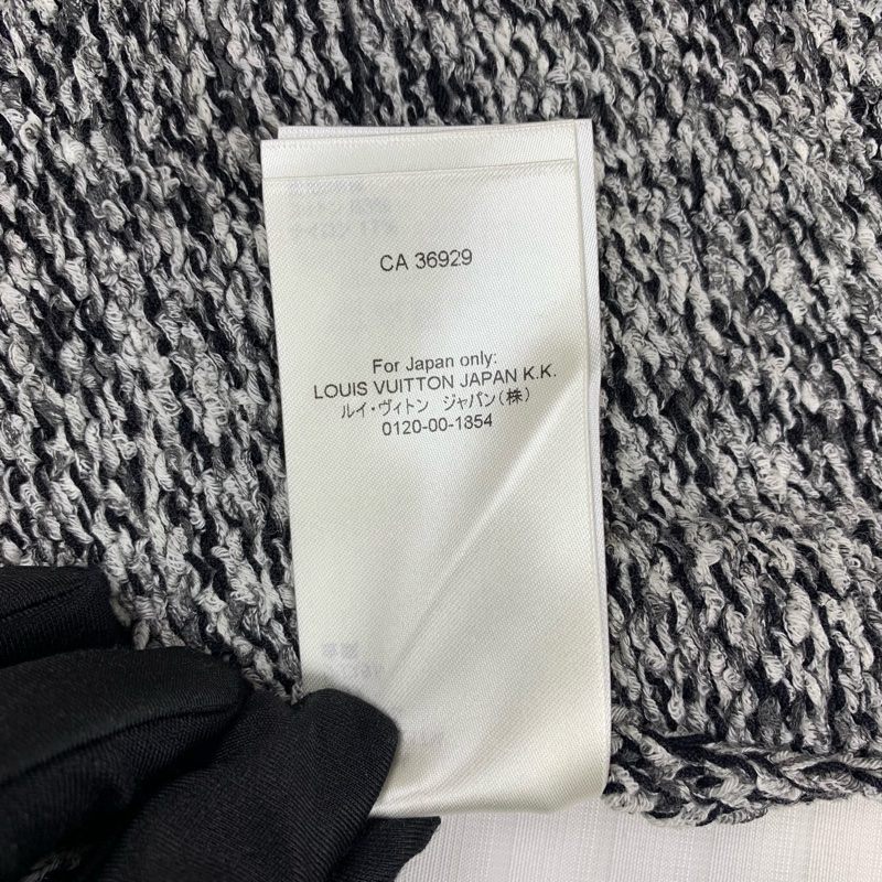 路易威登/Louis Vuitton 黑白針織短袖毛衣T恤 串珠裝飾肩扣 S碼-5