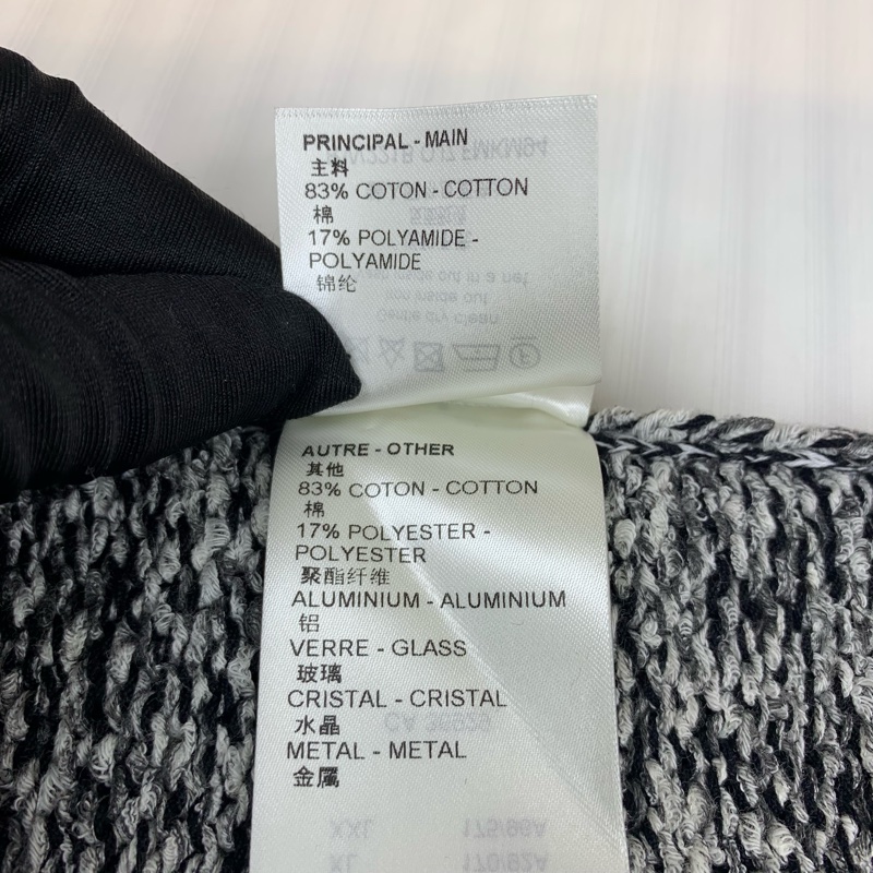 路易威登/Louis Vuitton 黑白針織短袖毛衣T恤 串珠裝飾肩扣 S碼-6