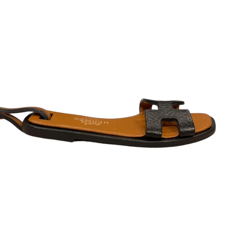 HERMES 愛馬仕 ORAN NANO H拖鞋吊飾 皮革 黑色/棕色-2
