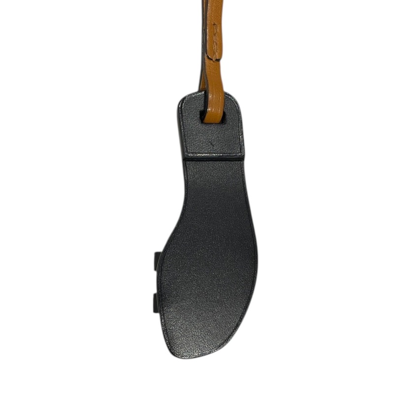 HERMES 愛馬仕 ORAN NANO H拖鞋吊飾 皮革 黑色/棕色-4