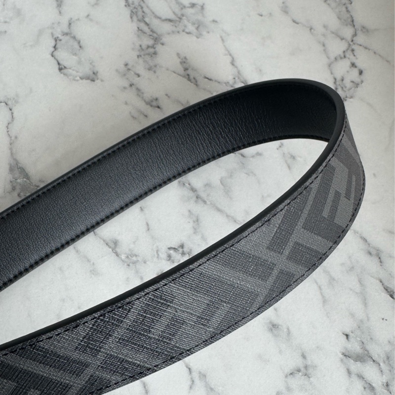 Fendi黑皮革老花銀釦皮帶110cm 膠膜未撕-10
