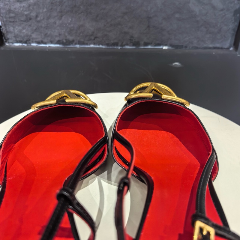 全新全套Valentino華倫天奴  牛皮高跟鞋 4cm 女款 黑色  38.5碼-3