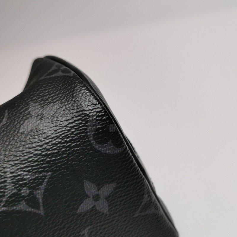 Louis Vuitton (LV)Keepall25牛皮Monogram印花加強飾帶斜背包晶片款-11