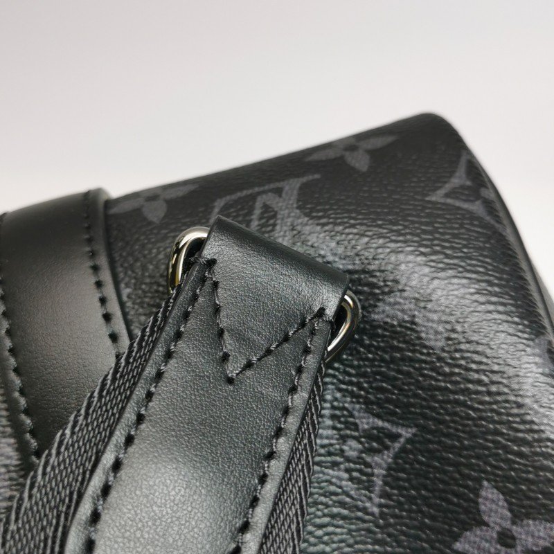 Louis Vuitton (LV)Keepall25牛皮Monogram印花加強飾帶斜背包晶片款-16