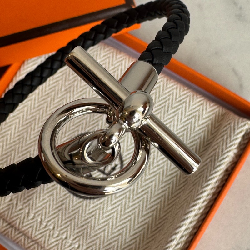 Hermes 黑編織銀釦手環 百搭❤️‍🔥❤️‍🔥-1