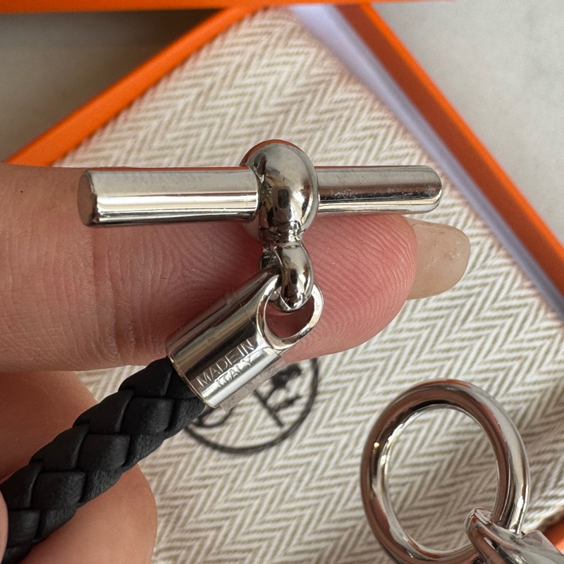 Hermes 黑編織銀釦手環 百搭❤️‍🔥❤️‍🔥-3