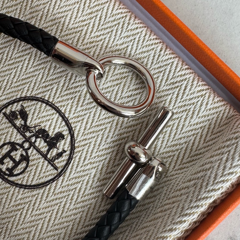 Hermes 黑編織銀釦手環 百搭❤️‍🔥❤️‍🔥-5