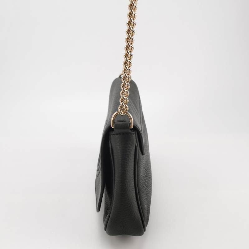 Gucci Soho標準款牛皮純色壓花雙G翻蓋包斜背包-2