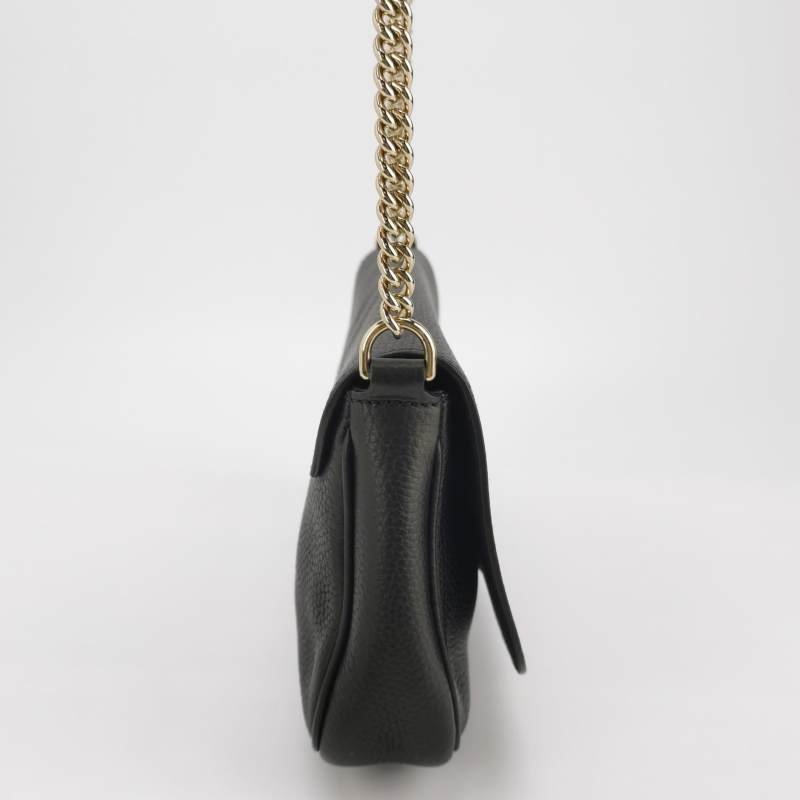 Gucci Soho標準款牛皮純色壓花雙G翻蓋包斜背包-3