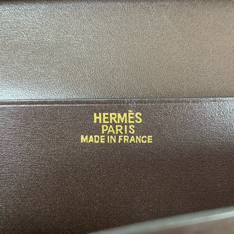 愛馬仕/Hermes Bearn金扣棕色長款兩折錢包皮夾 Box皮革 配件：盒子，發票，日本鑒定證書 17.5x2x9cm-8