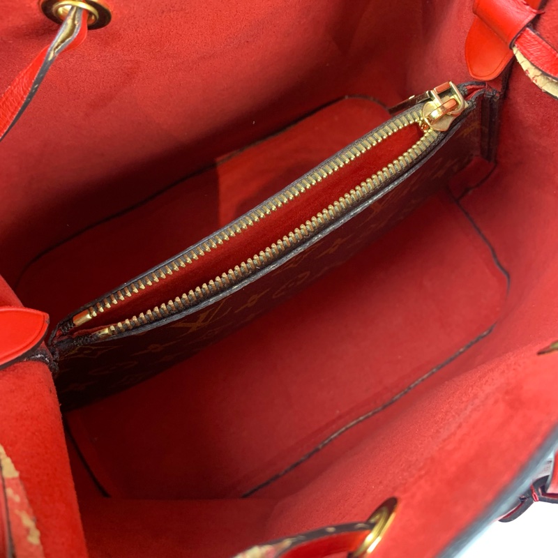 路易威登/Louis Vuitton NéoNoé MM水桶包 經典棕色老花配亮眼的紅色牛皮 26x17.5x26cm-8