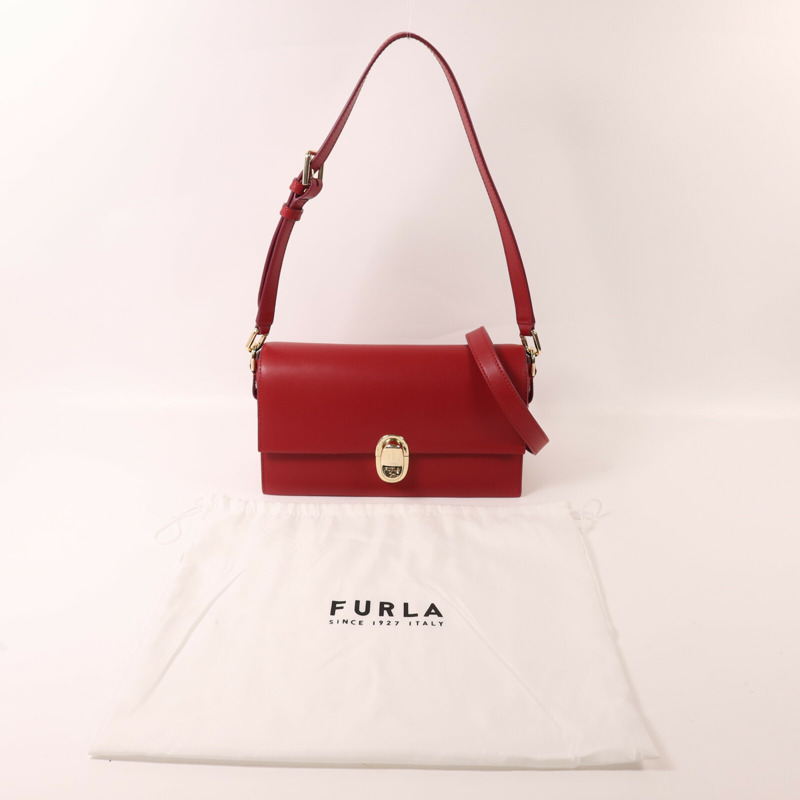 Furla 牛皮皮革Eclisse Crossbady金扣手挽肩背兩用袋-9